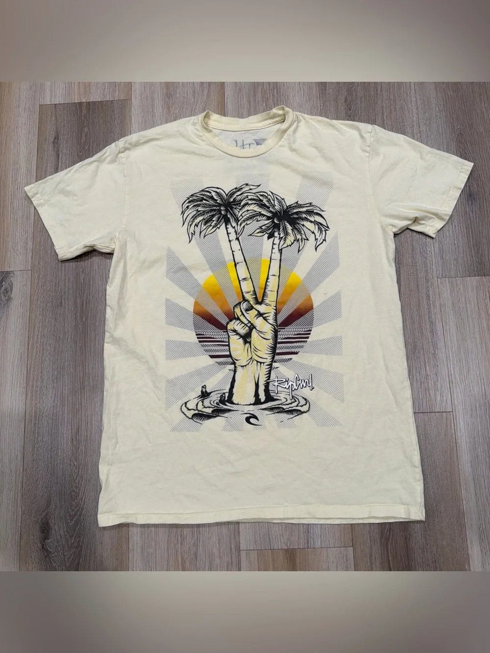Rip Curl Shirt Short Sleeve Logo Beach Yellow Men’s Large